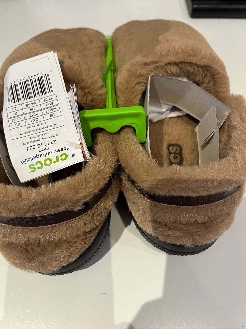 CROCS fluffy super cosy Brown Faux Fur Slip-On Clog Slippers - Picture 3 of 5